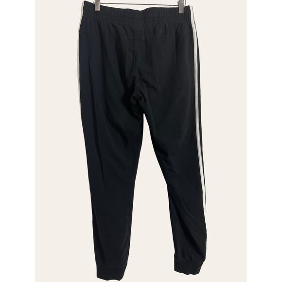 Adidas Black Three Stripe Drawstring Athleisure Active Jogger Pants Size Medium - Picture 4 of 5